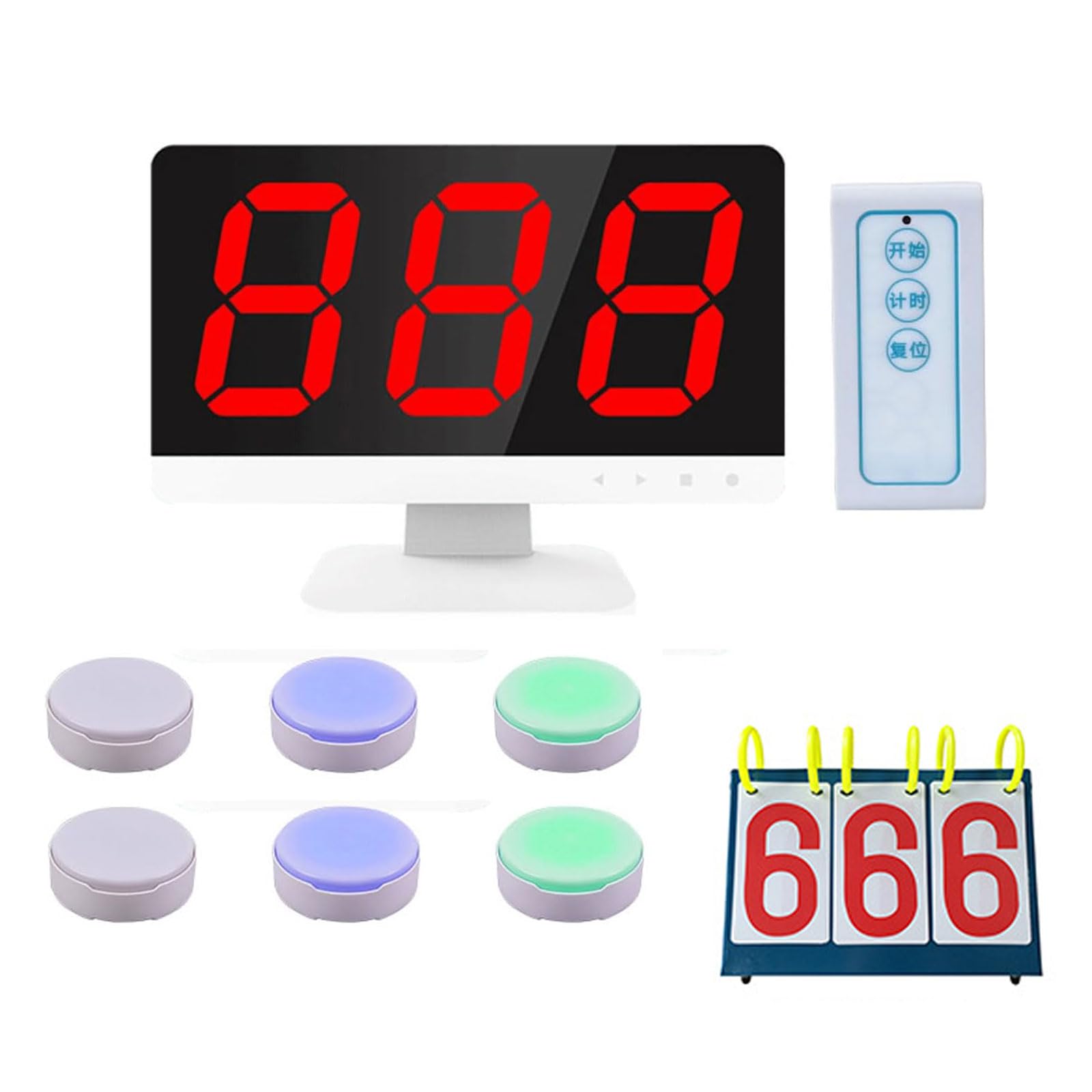 Sistema di Gioco a Quiz Wireless, 1 Monitor + 6 Buzzer, Dibattitore Intelligente + 6 Tabelloni Segnapunti, Aggiungi Fino a 32 Pulsanti, con Telecomando, per Quiz per Feste, Quiz Show