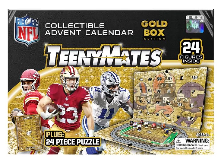 TeenyMates NFL Exclusive Advent Calendar (24 Figures + 24 Piece Puzzle) Superstars Included