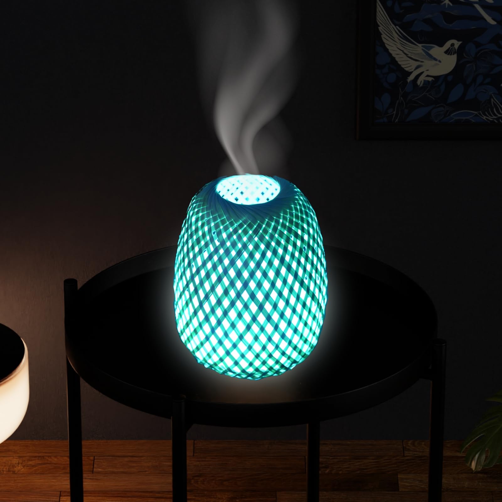 Zen'Arôme SC21-25S - Difusor de aceites Esenciales ultrasónico Olaki (hasta 40 m²) - Difusión en frío para aromaterapia, diseño Artesanal Zen de bambú Trenzado, iluminación Regulable, Madera