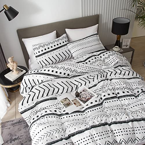 Hyprest White Duvet Cover Set King Size With Zipper Closure Hotel Quality, Soft Boho Aztec Bedding Duvet Covers Bohemian, Oeko-Tex Certificated (No Comforter) #TOP4