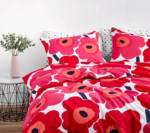Miniatura 6 de Marimekko - Juego de edredón Queen, ropa de cama de algodón con fundas a juego, decoración ligera para el hogar para todas las estaciones (Unikko