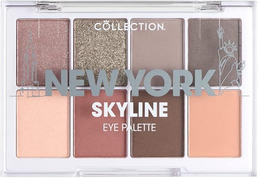 Collection Cosmetics Intensely Pigmented Colour Eye Shadow Palette with 8 Stunning Shades, Matte and Metallic, 8.8g, New York Skyline