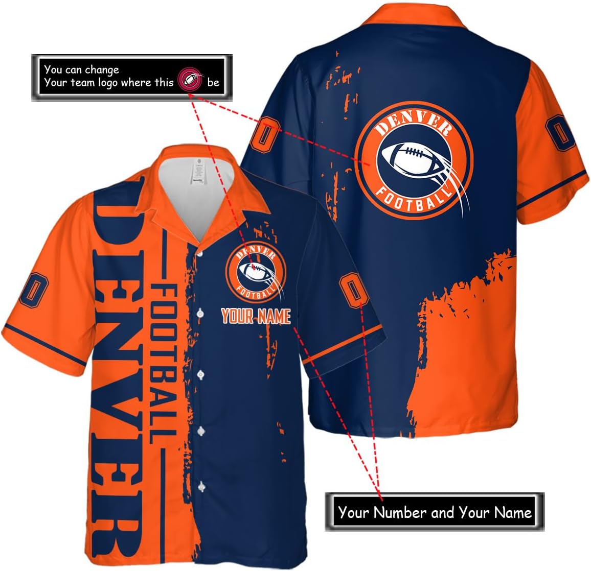 Discover Personalized Denver Football Team Broncos Hawaiian Shirts for Men, Gift for Fan