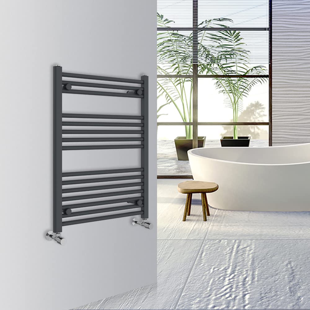 Warmehaus Straight Bathroom Heated Towel Rail Warmer 800x600mm Anthracite