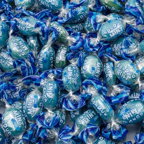 Blue Mints Individually Wrapped 2LB – Menthol Flavored Breath Mints, Hard Shell with Soft Chewy Center