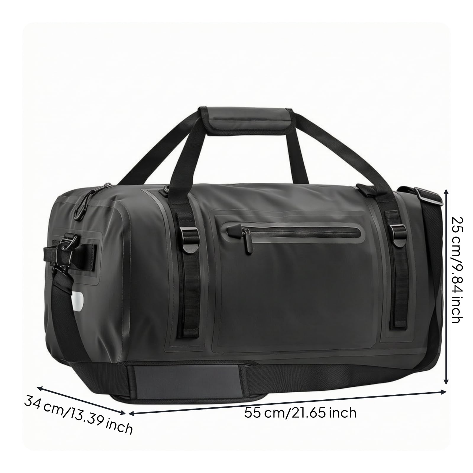 Borsa da Esterno in PVC Idrorepellente Borsa a Sacco Impermeabile Resistente Borsone con Tasca Frontale per Palestra