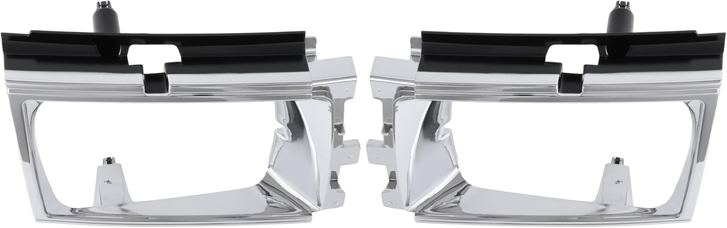 HECASA Pair Headlight Door Bezels Set Compatible with 1984-1986 Toyota Pickup / 4Runner / SR5 Turbo Headlamp Door Cover Trim Driver & Passenger Side Plastic(ABS) Silvery+Black