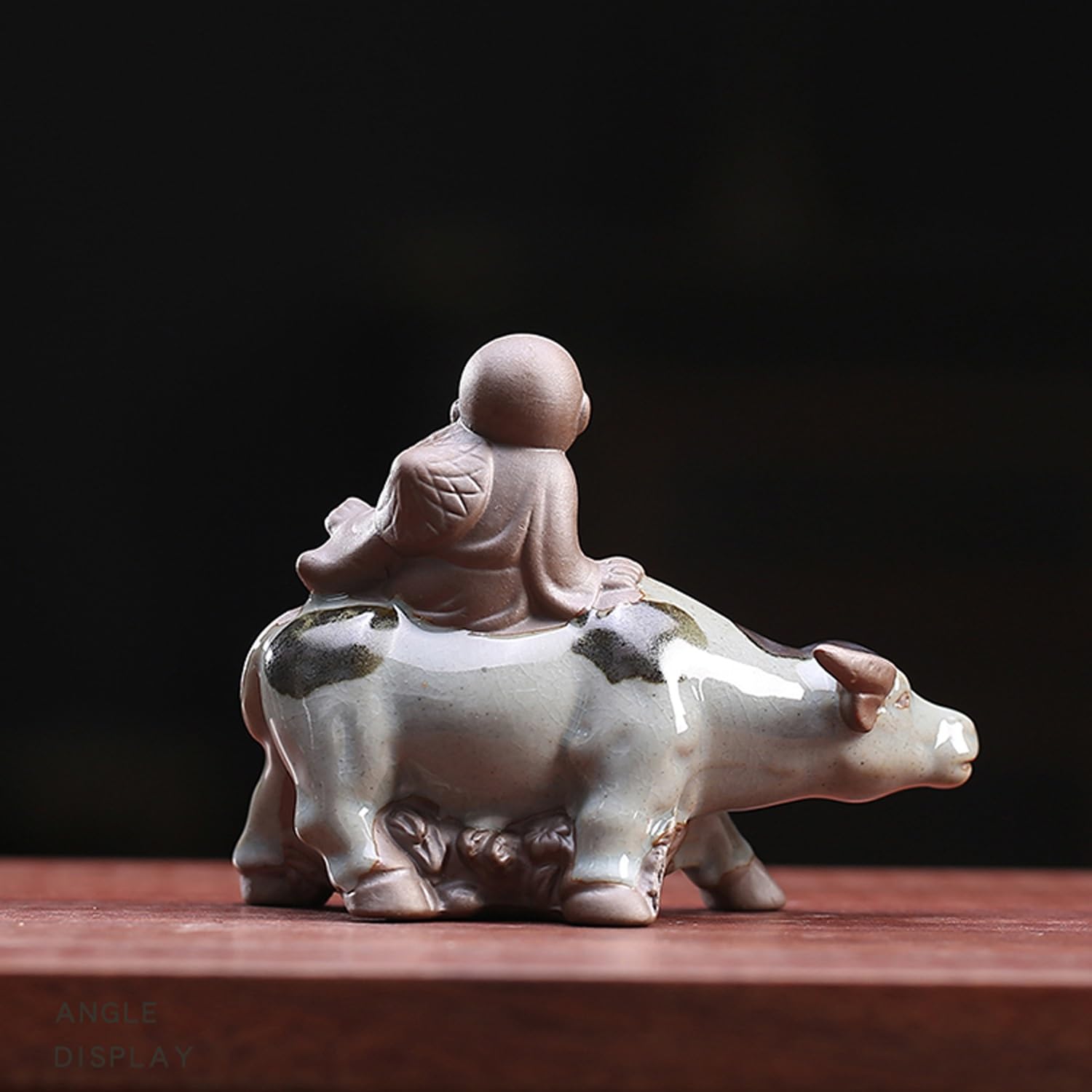 Pasterz Jeżdżący na Bawołach Figurka Biurko Herbaciarnia Ceramiczna ozdoba, Prezenty Dekoracji Stołu Herbaciarni