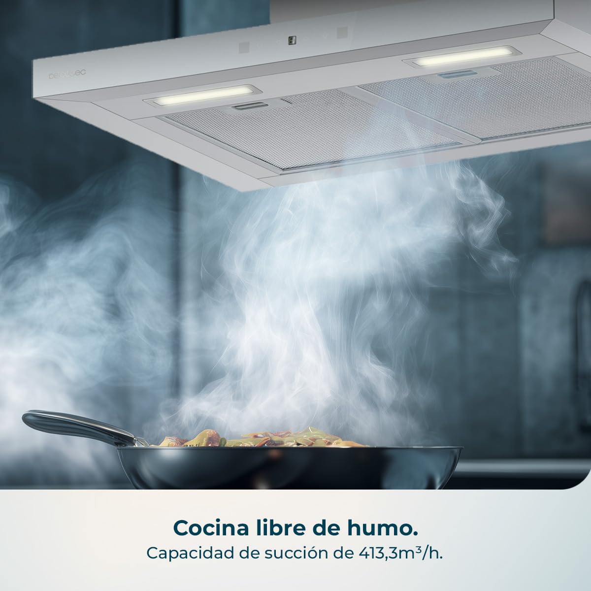 Cecotec Campana Extractora en forma de T Bolero Flux TT 604400 Inox A++, 60cm, 413,3m³/h de succión, Clase A++, Control Táctil Invisible, Hand Movement Control, Función Booster, Filtros Lavables - 4