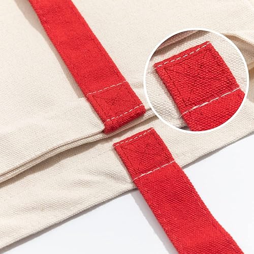 Miniatura 3 de Azuca Bolsa de lona de algodón resistente de 12 onzas con refuerzo inferior, bolsa de compras para la playa, 17 x 14 x 4 pulgadas, paquete de 6