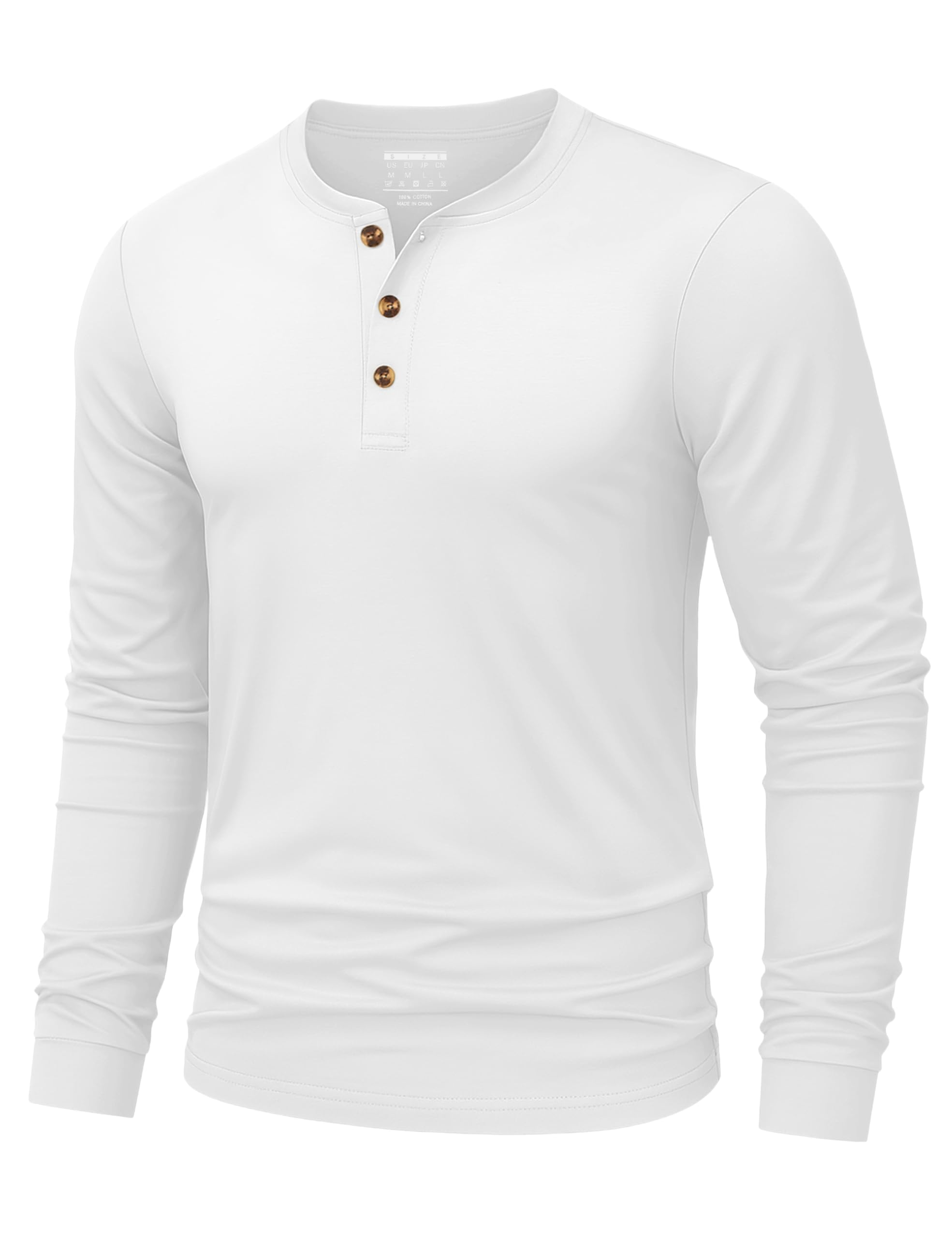 TACVASEN Herren Henley Shirt Baumwolle Langarm Basic Tshirt mit Knopfleiste Regular Fit Freizeithemd Casual Shirts