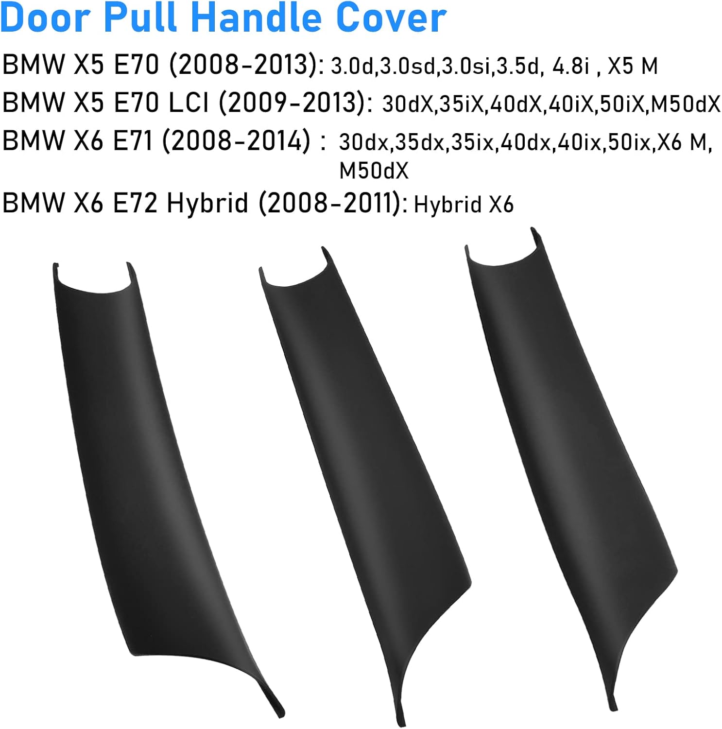 Jaronx Compatible with BMW X5 E70/X6 E71 Door Handle Covers,3PCS Door Pull Handle Covers for BMW X5 E70 2008-2013,X6 E71/E72 2008-2014, Left and Right Side Interior (Black)