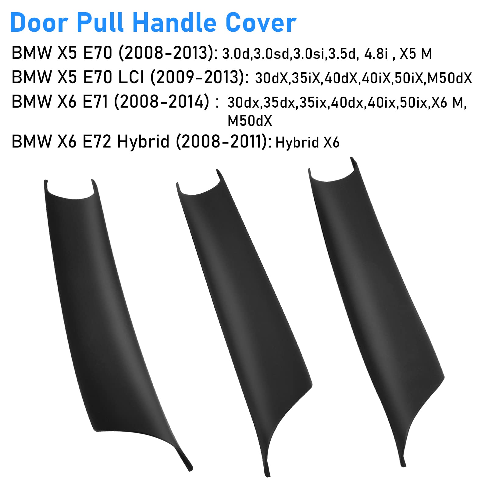 Kit 6 Maniglie Porta Interne Per BMW X5 E70 E X6 E71/E72 (2008-2014) - Nero, ABS+PC, Per Guida A Sinistra
