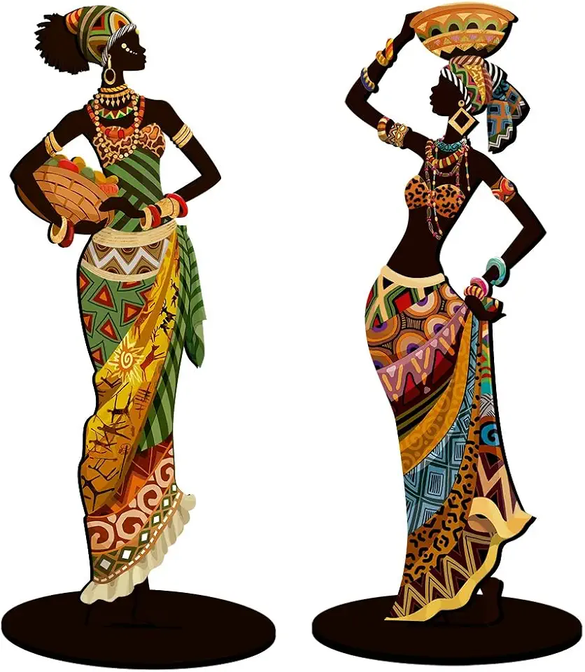 KIT C/2 Enfeites Decorativos Mesa Mulher Africana Negra
