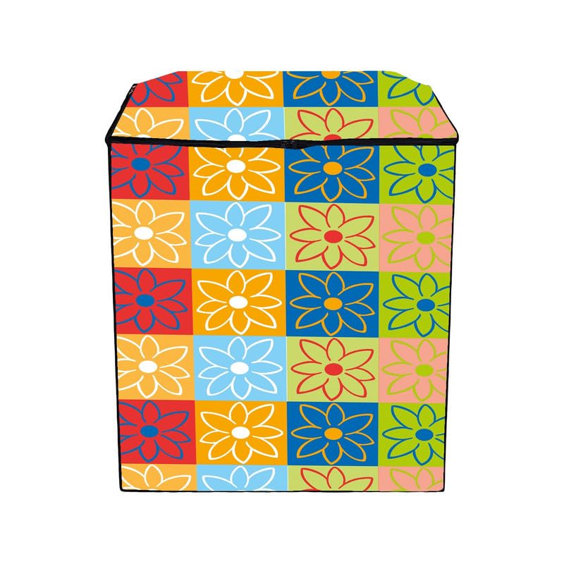 Image of PVC Printed Semi Automatic Washing Machine Cover Compatible For Samsung, Lg, Whirlpool 6Kg, 6.2Kg, 6.5Kg, 7Kg, 7.2Kg, 7.5Kg, 8kg, 8.5kg | Waterproof & Dustproof Cover, Multi Flower.
