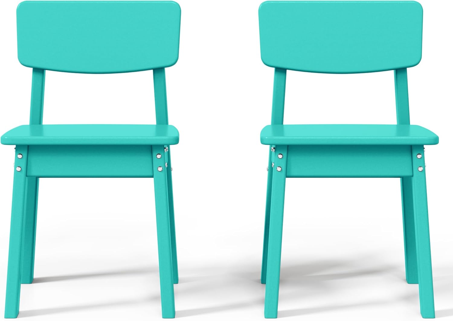 Costaelm Outdoor Kids Dining Chair Set of 2,Step Stool Toddler Chair, Turquoise