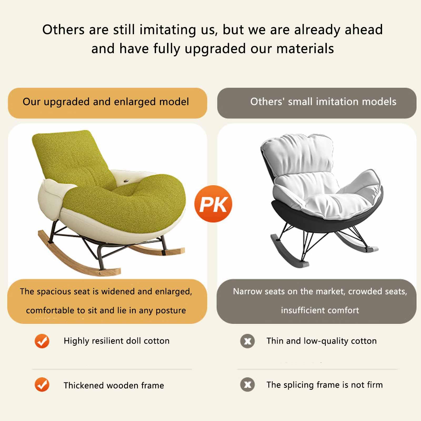 Sillón Mecedor Moderno, Sillón Individual, Sillón Reclinable Tapizado, Sillón Mecedor Para Sala De Estar, Sillón Moderno Para Dormitorio, Sala De Estar, Tela Suave Y Agradable Para La Piel,Gris