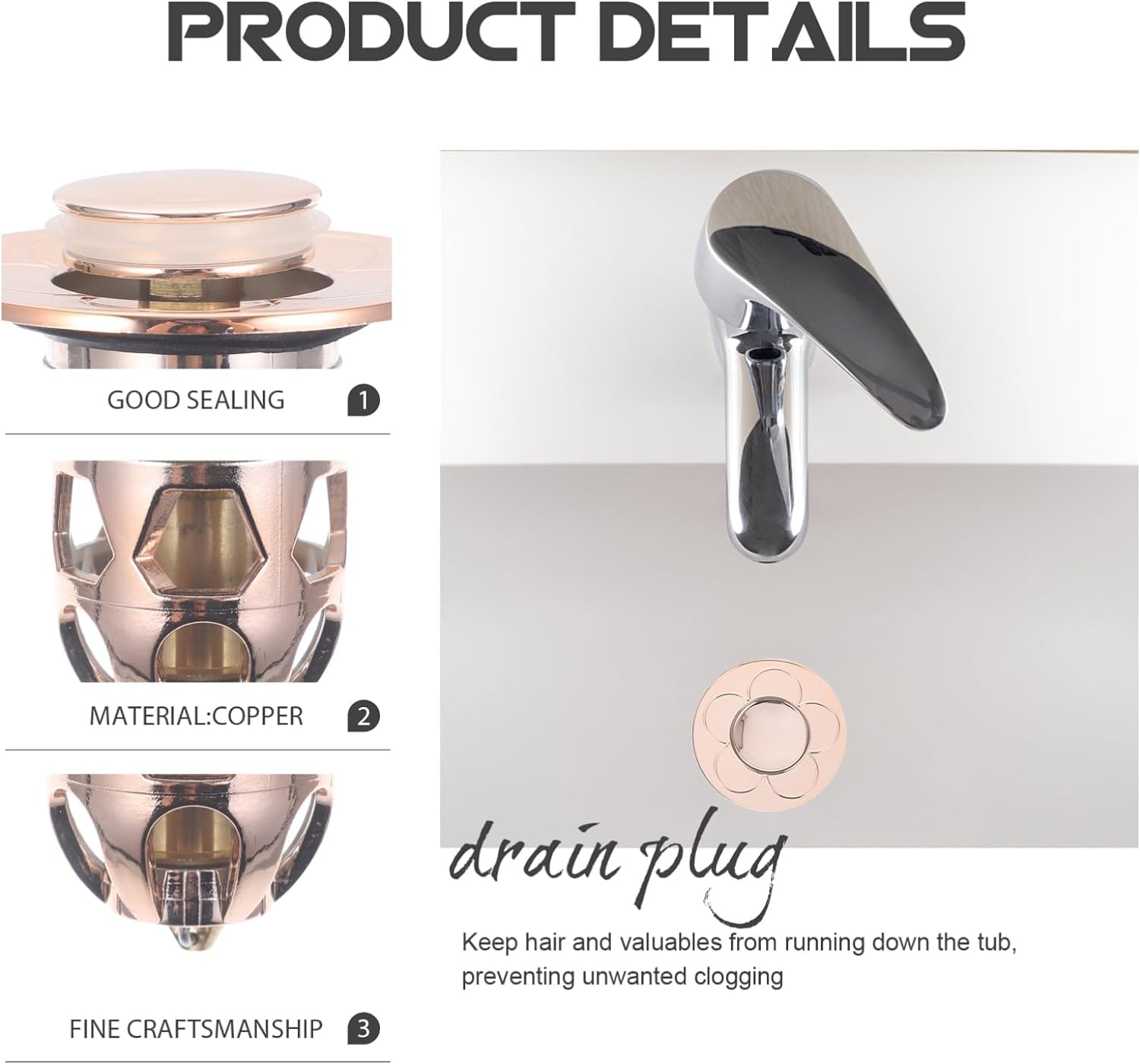 Tapón de filtro de baño, 4 piezas Presione el núcleo de resorte Tapón del fregadero del baño Lavabo Cubierta del fregadero del baño Tapón del fregadero Tapón de la bañera de drenaje del baño Tapón de