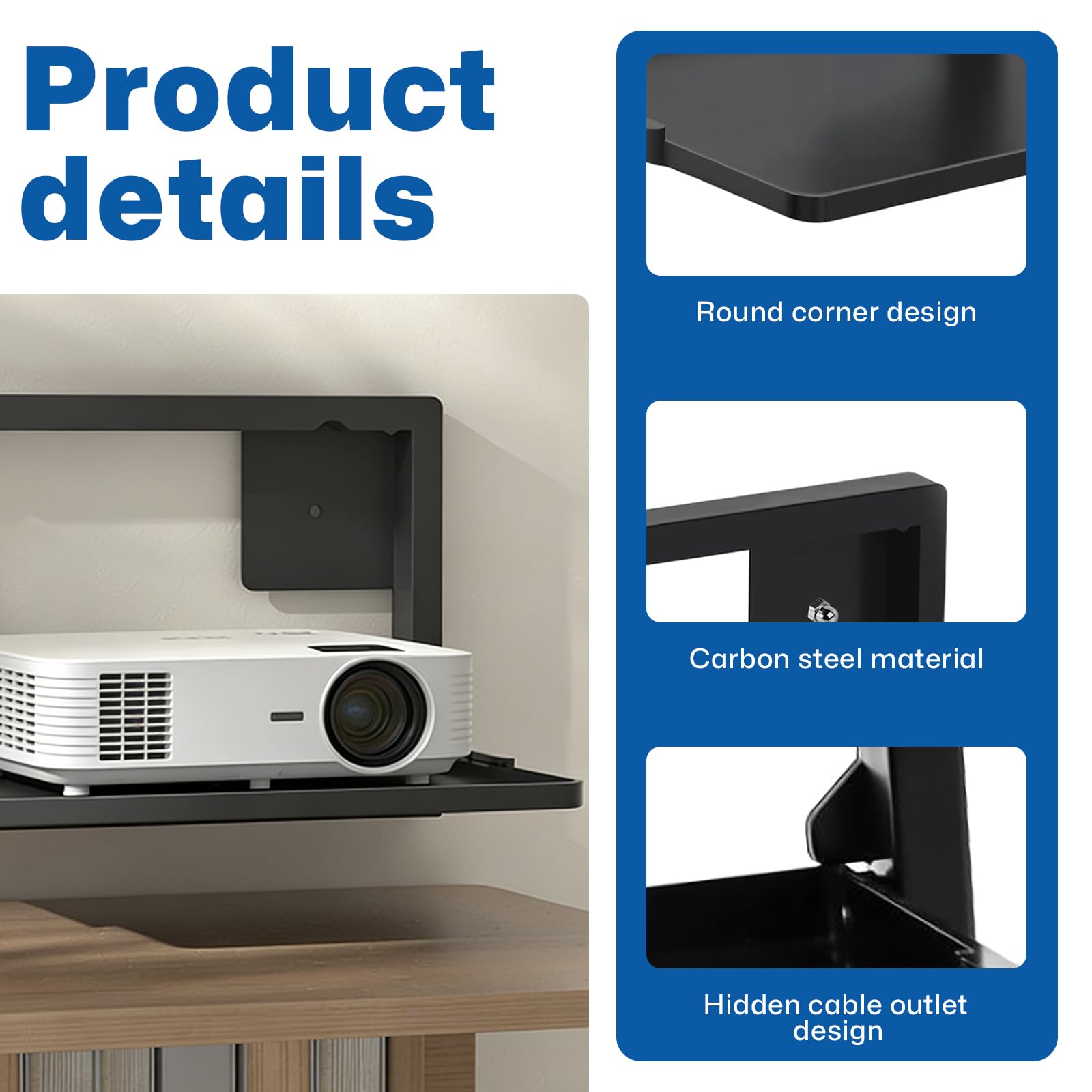 Router Wandhalterung, Faltbar Router Schrank Wandregal Ohne Bohren Schwarz WLAN Box Regal Halterung Wand für Routers TV-Box Hi-Fi Spielkonsolen 27.6 X 21.6 X 2 cm