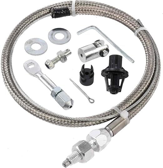JEGS Adjustable Throttle Cable | Universal Design | 24 Inches Long | Stainless Steel Outer Jacket | Aluminum Fittings & Ferrules | Perma-Crimp Clevis | Includes Clevis Pin With E-Clip