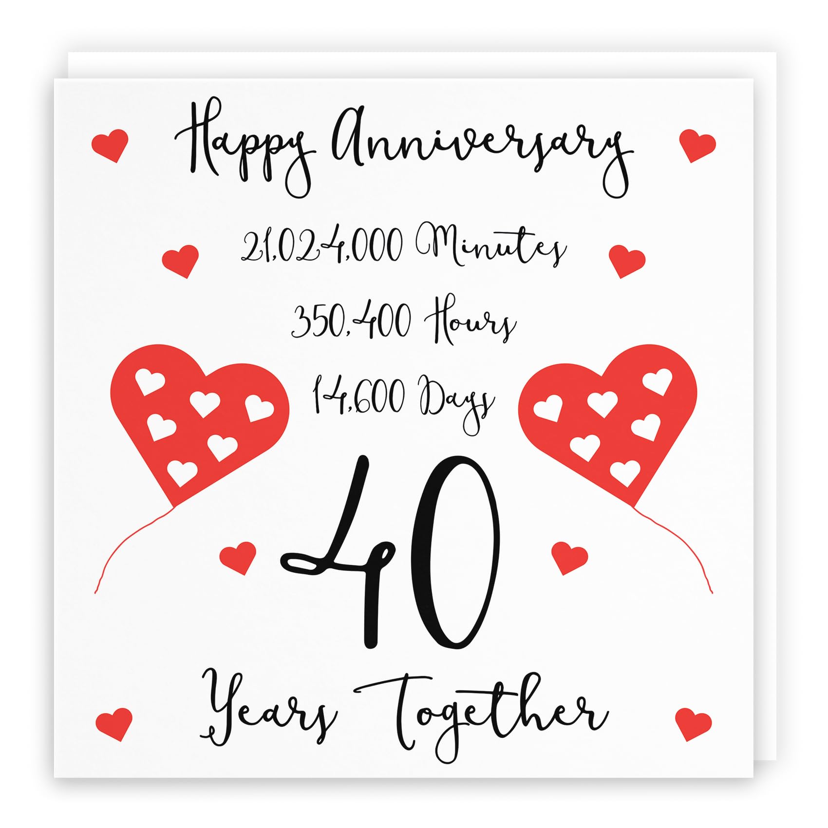 Hunts England - 40th Wedding Anniversary Card - 40 Years Together - Happy Anniversary - Timeless Collection - Fun Cute Card
