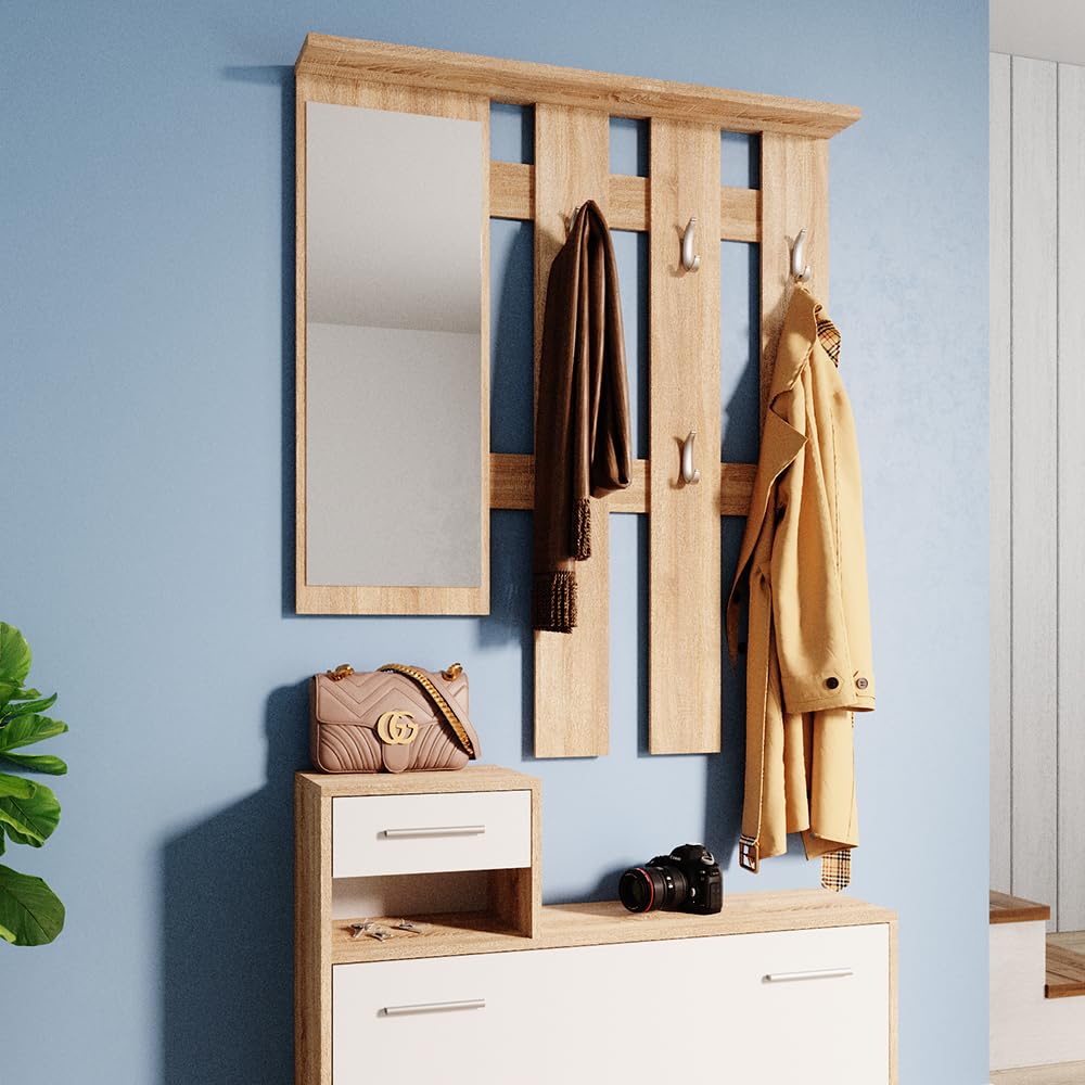 Vicco Garderobe Billy, Sonoma/Weiß, 100 x 111.6 cm
