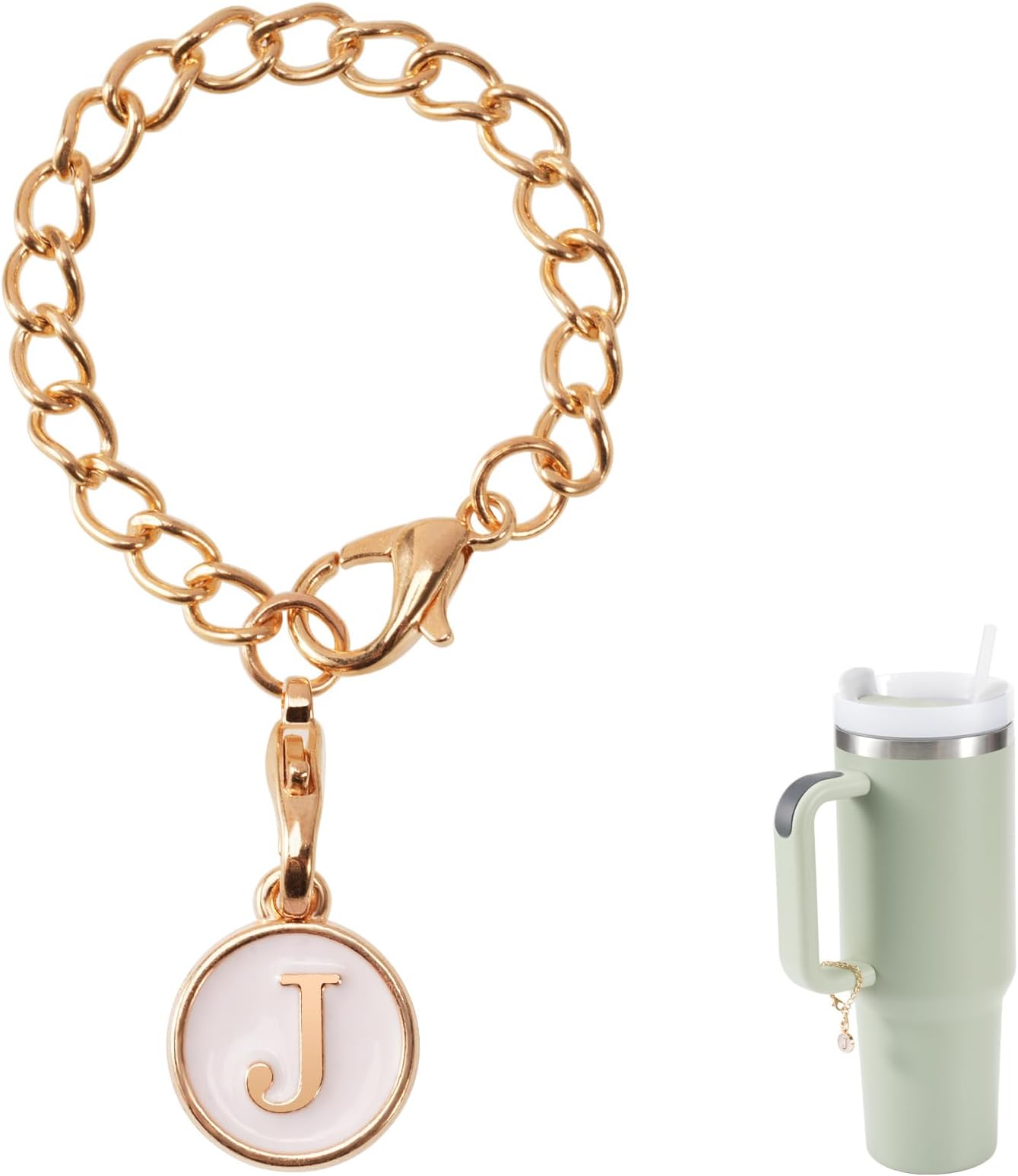 MOTAIN Stanley Cup Accessories - Stainless Steel Name Handle Id Charm, Water Cup Handle Charm