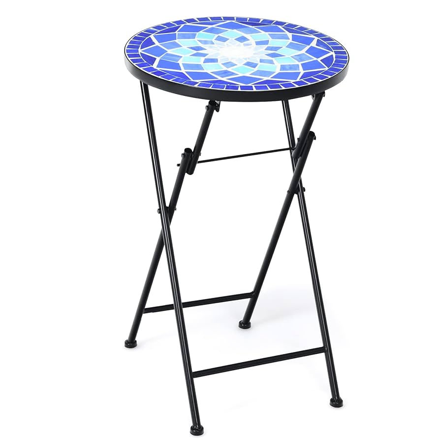 COSTWAY Garden Side Table, Osaic Round Bistro Coffee Table With