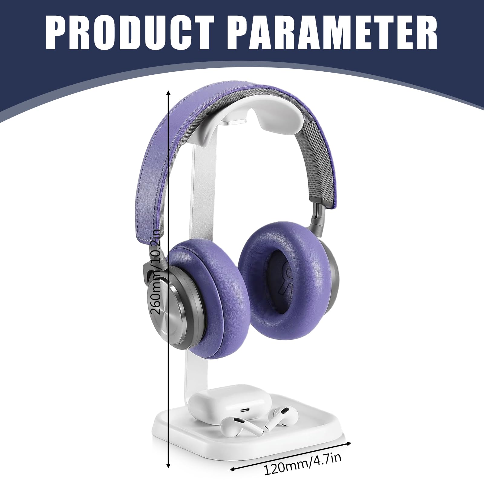 GBKDQQ Supporto Per Cuffie Da Scrivania Con Base Portaoggetti – Curvo, In ABS E Alluminio, Bianco, Universale Per Gaming E Ufficio