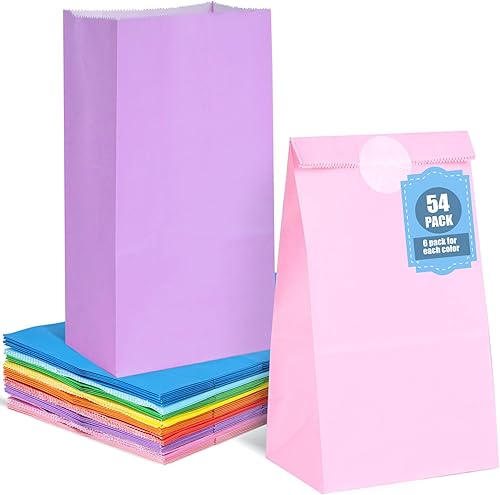 Miniatura 7 de VGOODALL 54 bolsas de regalo de Navidad con calcomanías, bolsas de regalo de Navidad, bolsas de papel para almuerzo, bolsas de regalo para niños,