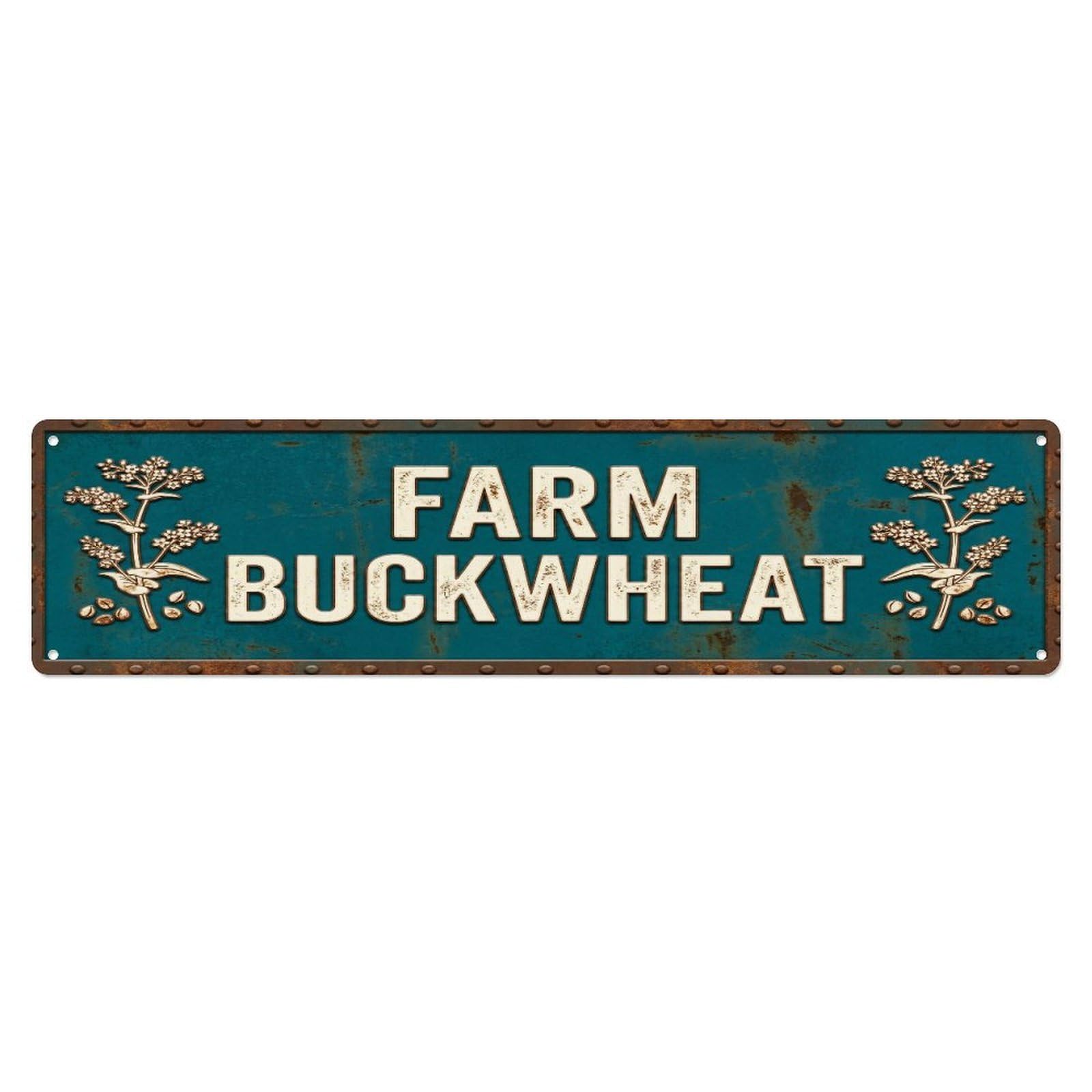 Metal Tin Sign FARM BUCKWHEAT Vintage Grain Rustic Farmhouse