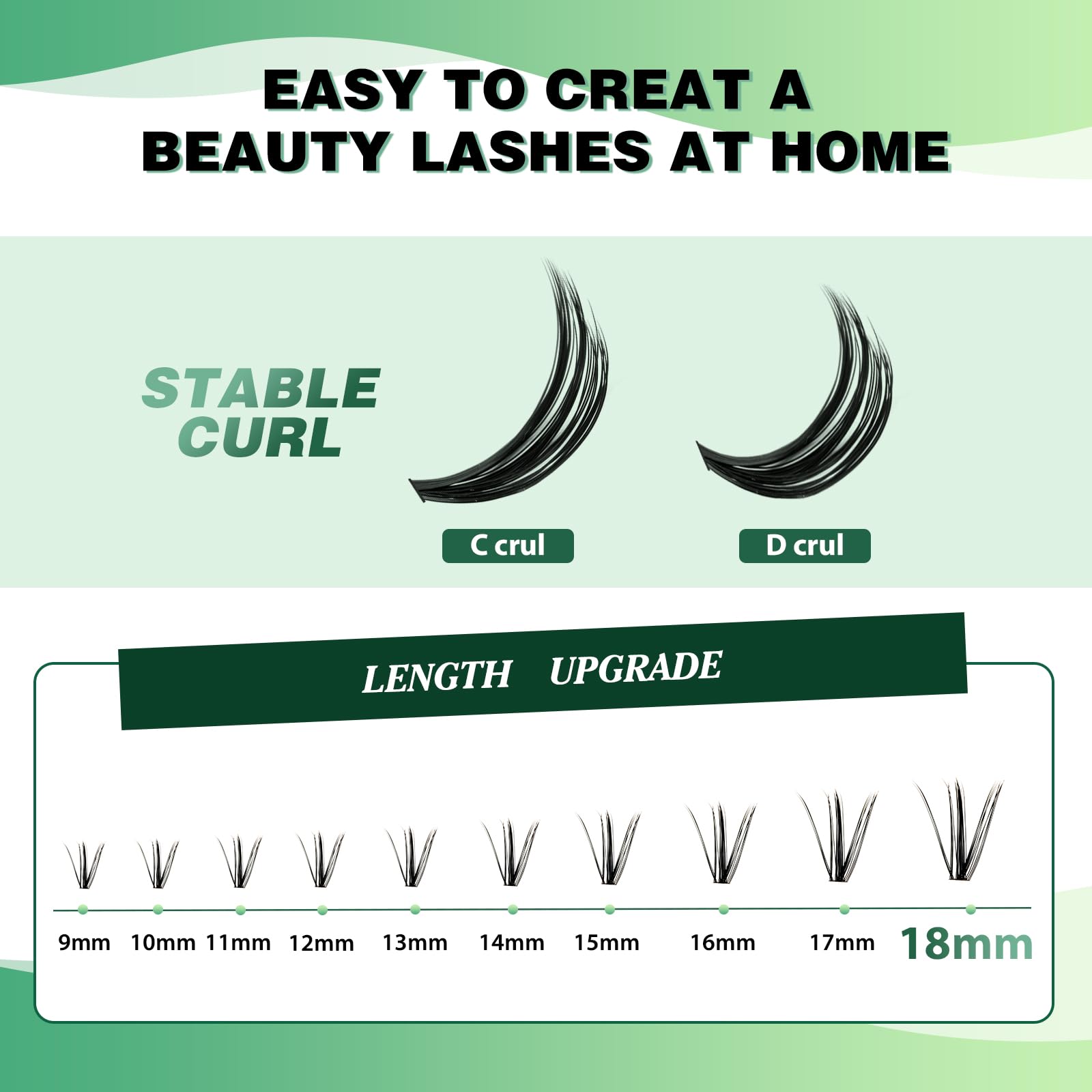 KEYYOU Wimpern Extensions 300pcs Cluster Lashes 50D D Curl 16mm Einzelne Wimpern Volume Natürlich Sanft Wimpernverlängerung（50D-D-16）