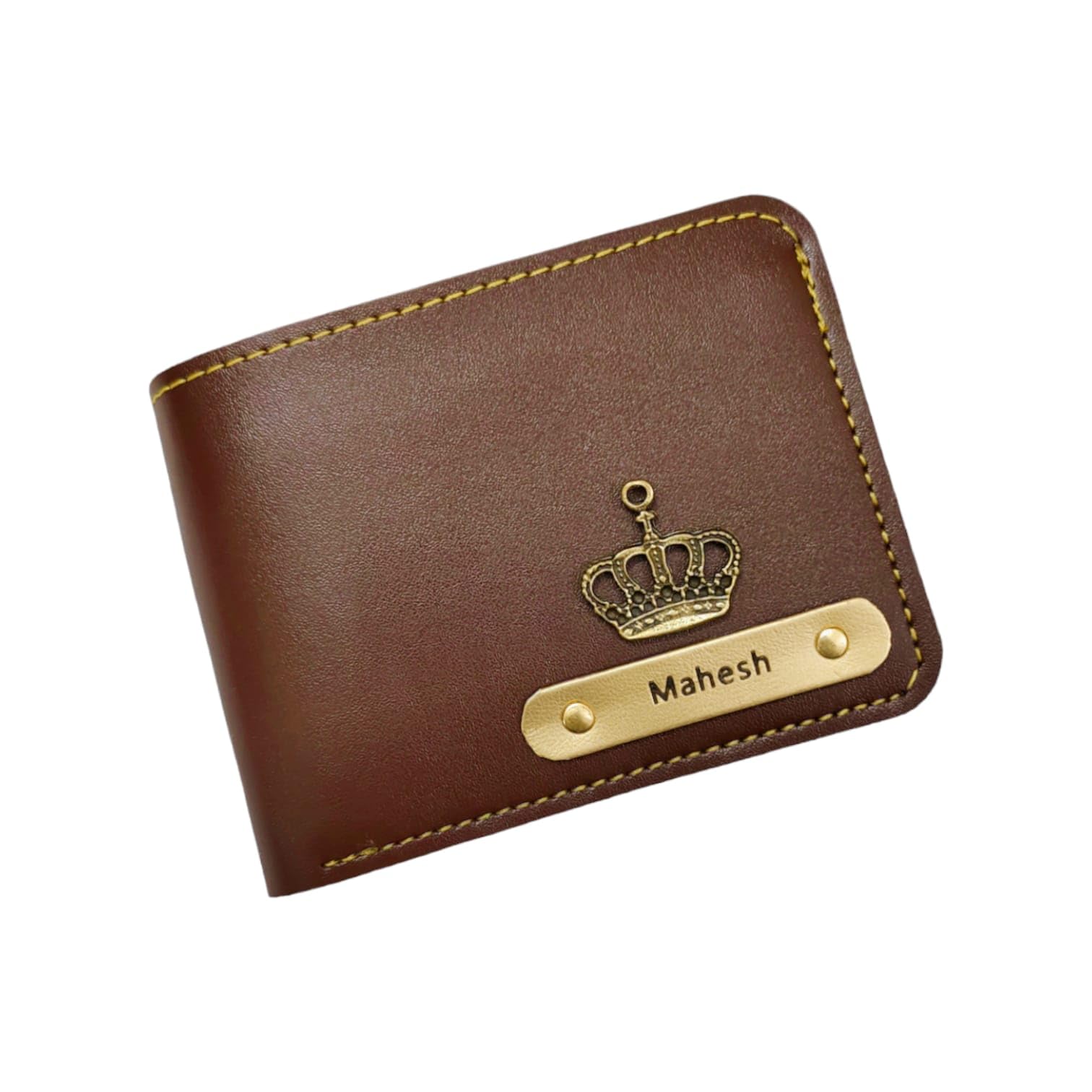 Personalized Name Wallet for Men | Customized Gift. Custom Men's Leather Wallet with Name and Charm (Brown)-image-41