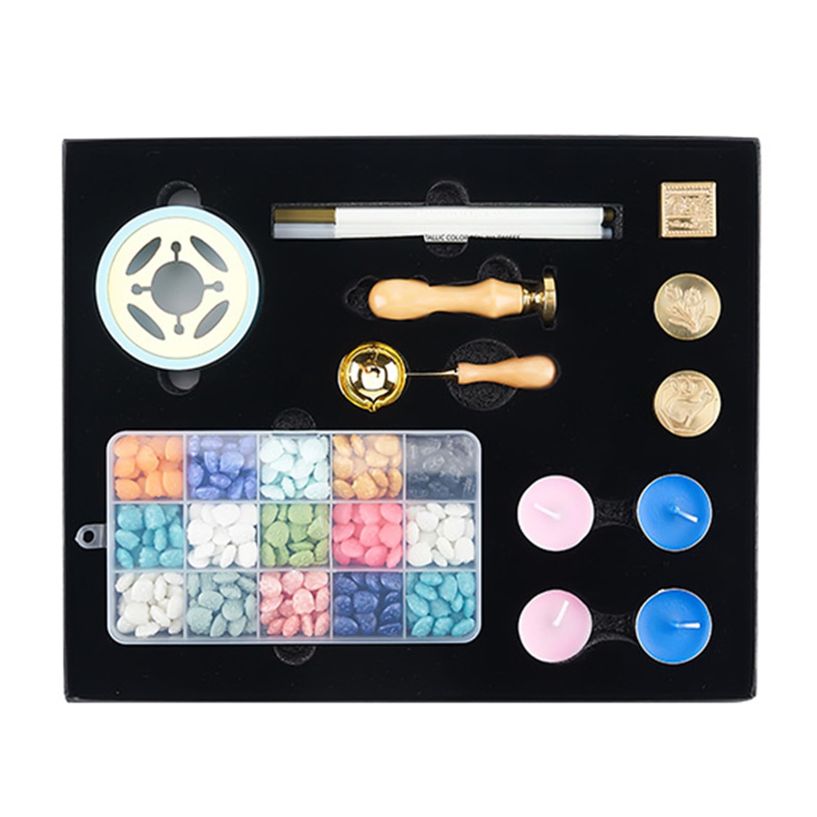 Kalttoy Sealing Waxes Set Waxes Seal Stamp Set with Seal Beads Stamp Sealing Warmer for Gift Envelope Craft Beads for Gift Envelopes