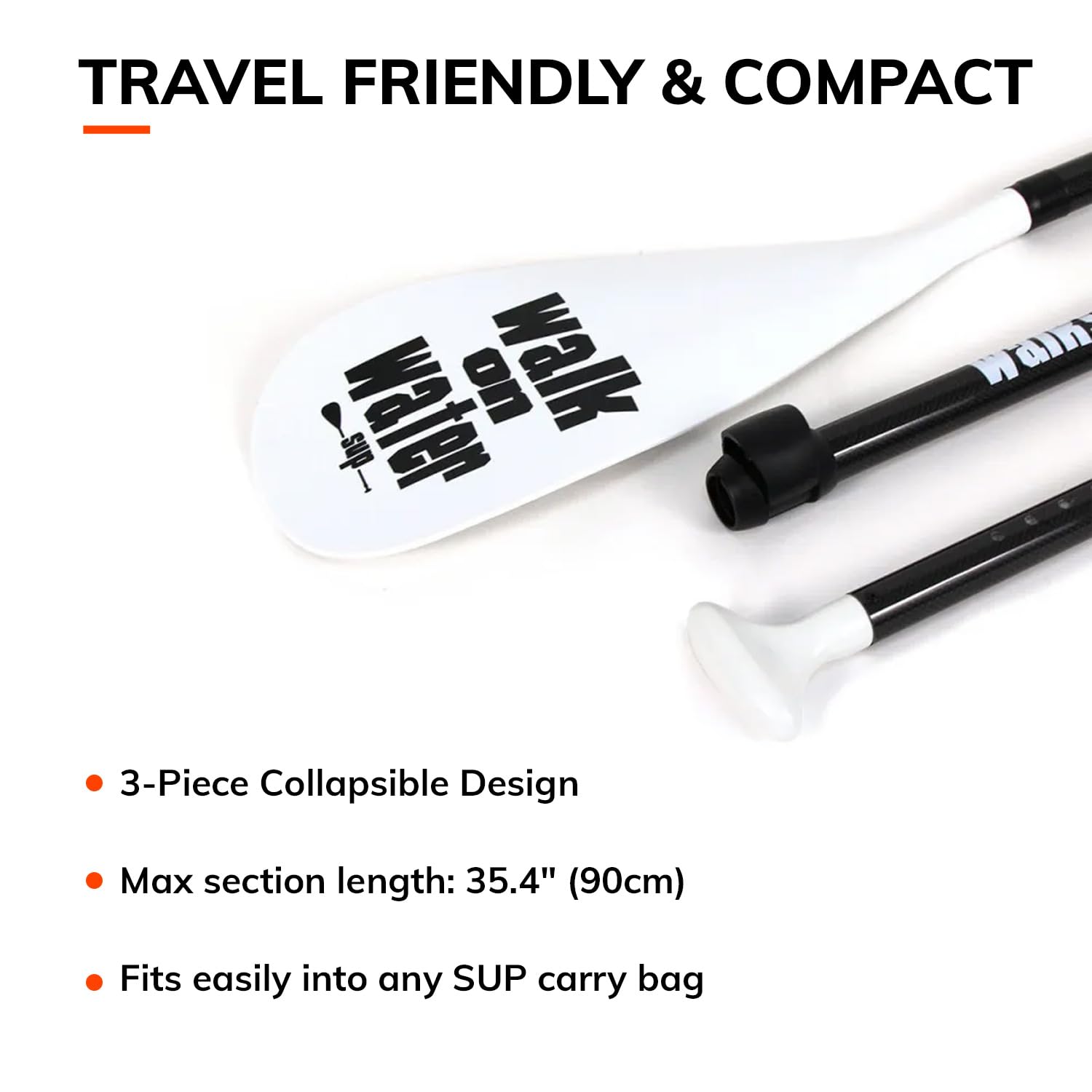 WOW Walk On Water - Pagaie Sup 70% Carbone Vario 3 Parties - Ultra Légère 920g - Réglable 170-210cm - Idéale pour Mer, Rivière et Lac - Stand Up Paddle Démontable Tout Niveau
