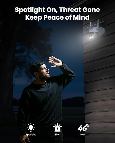 Miniatura 6 de Cámara de seguridad solar celular celular 4G LTE inalámbrica para exteriores, cámara 2K no necesita WiFi con tarjeta SIM, vista completa de 360,