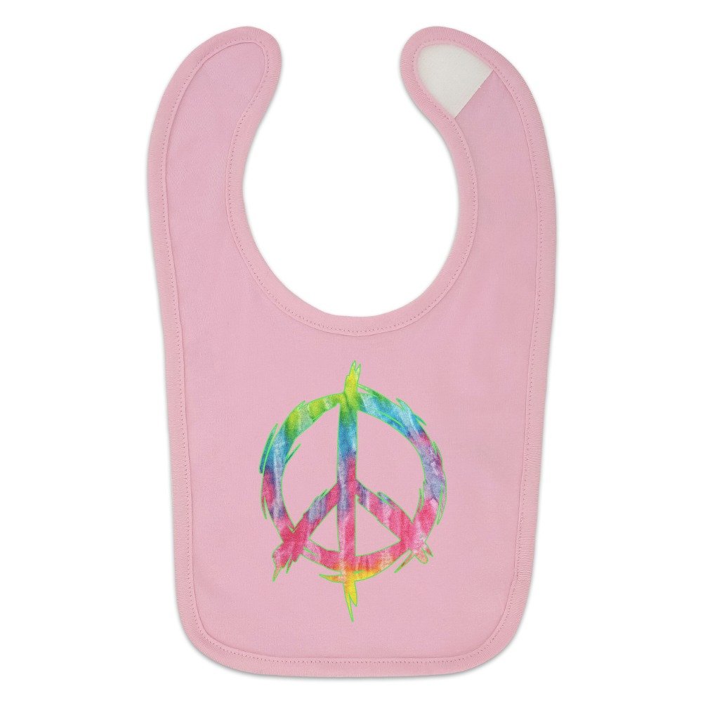 GRAPHICS & MORE Tie Dye Peace Sign Baby Bib - Pink