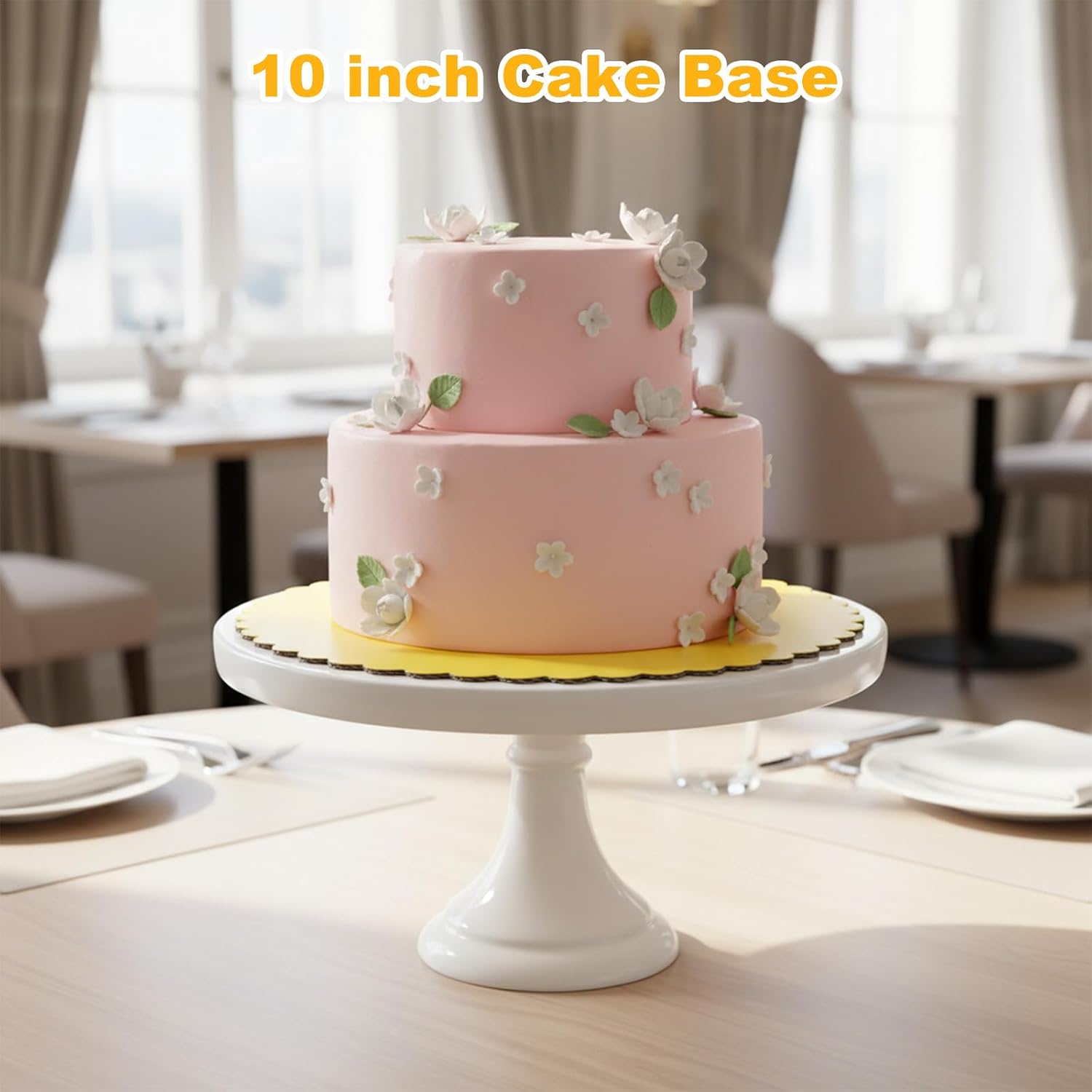 10 Inch Cake Board Round, 50 Pack Gold Cake Circle, Scalloped Cake Base, Greaseproof Cardboard, Disposable Cake Board for Wedding Birthday Decorating