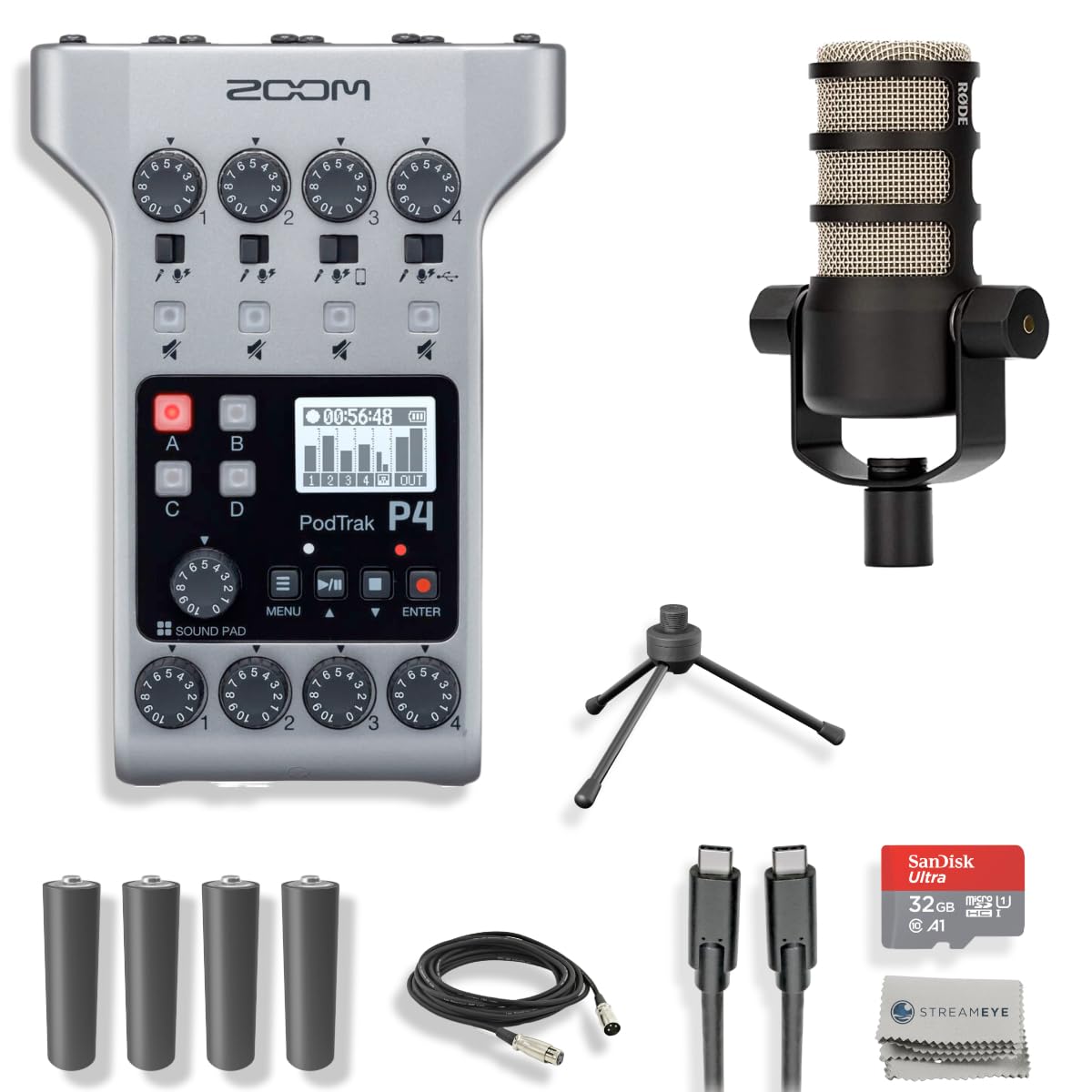 Amazon.com: Zoom PodTrak P4 Portable Podcast Recorder with Rode