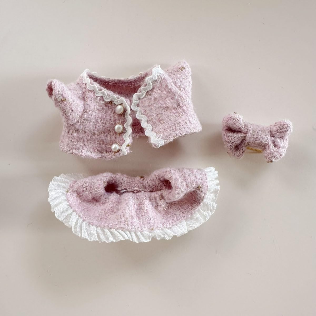 Tznzxm 17cm Doll Clothes , 3-Piece Pink Luxury Dress Outfit Set, Fashionable Dress Skirt & Accessories, Replacement Wardrobe for 15-17cm Dolls (No