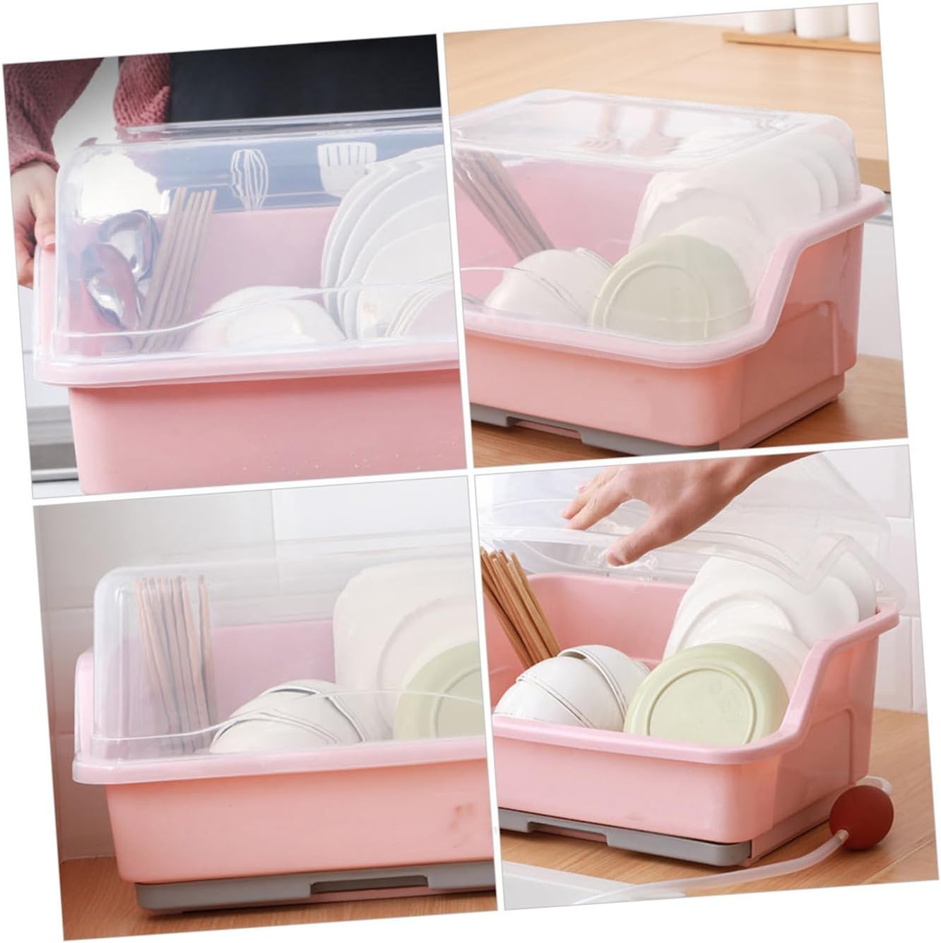 OUNONA 1pc Kitchen Storage Rack Dish Drying Rack Utensil Organizer Plastic Cutlery Organizer Lid