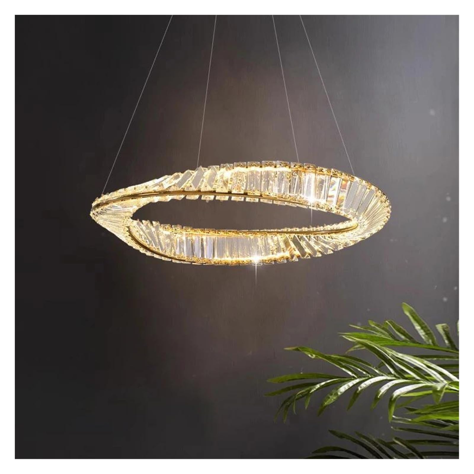 ASerZenith Full Copper Round Gold Crystal Modern Chandelier,Living Room, Dining Home Lighting Decoration Ceiling Light,Hanging Light,Changeable-D60Cm