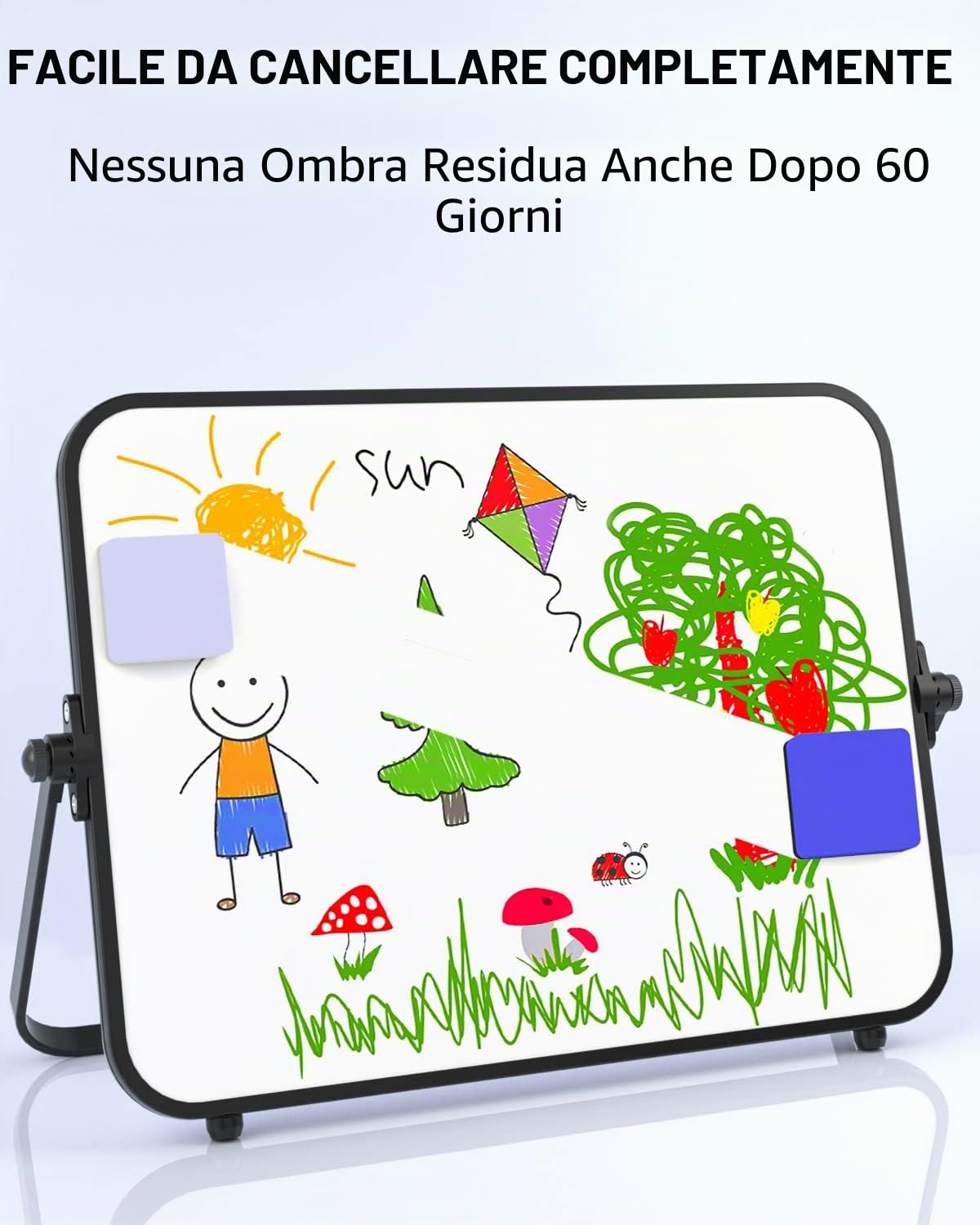 Nicpro Lavagna bianca bianca cancellabile a secco, formato A4, con supporto antiscivolo, 21x30 cm, doppia lavagna magnetica da scrivania, cavalletto portatile, per studenti in classe