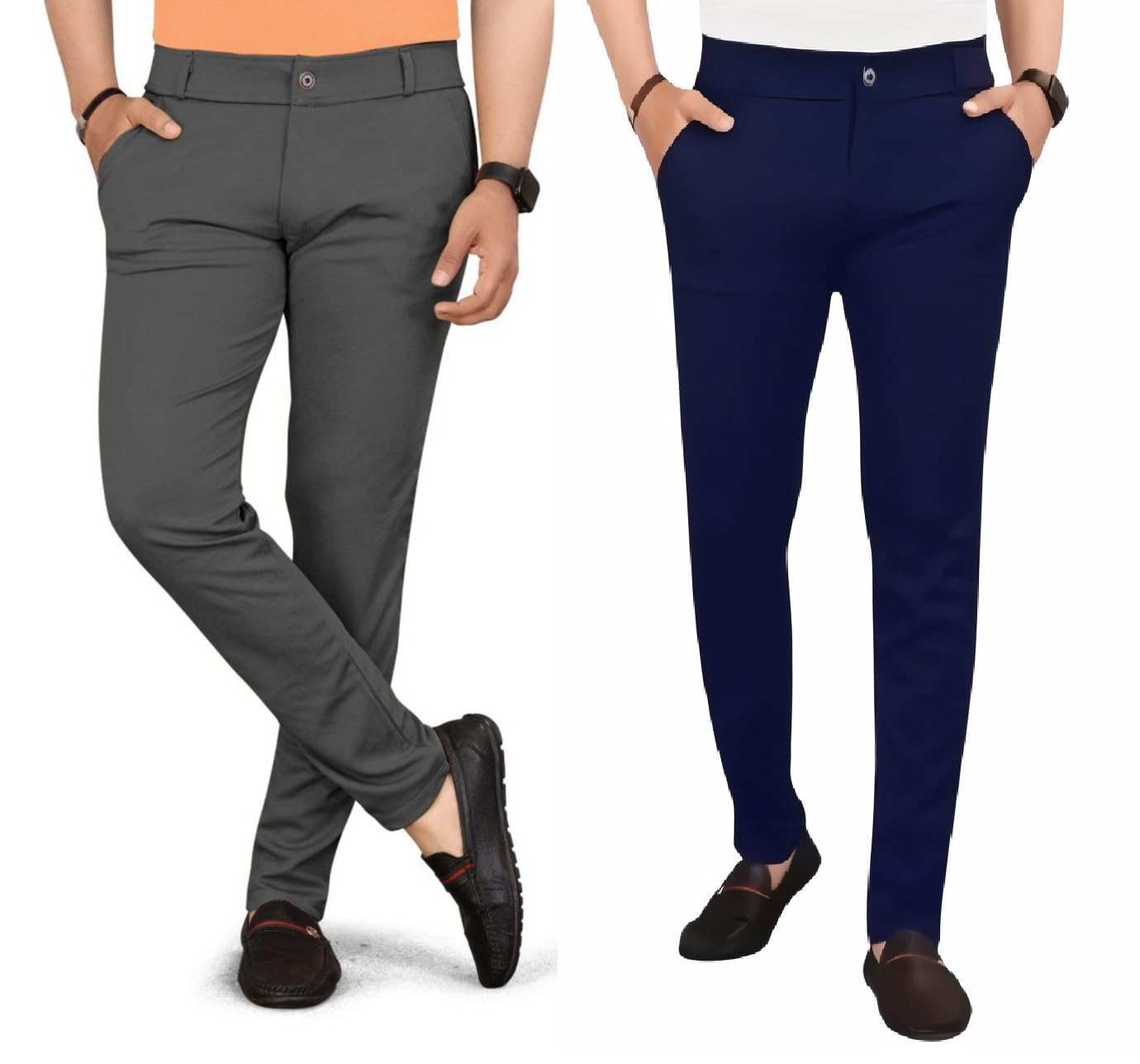 skevion Men's Regular Fit Casual Chino Track Pants, Pack of 2, Stretchable Lycra Blend-picture-14