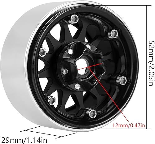 Miniatura 4 de INJORA 1.9 "Beadlock llanta de rueda compensación negativa 0.409 in CNC Rueda de aluminio para TRX4 SCX10 Gen8 VS4-10 110 RC Crawler Car (negro)