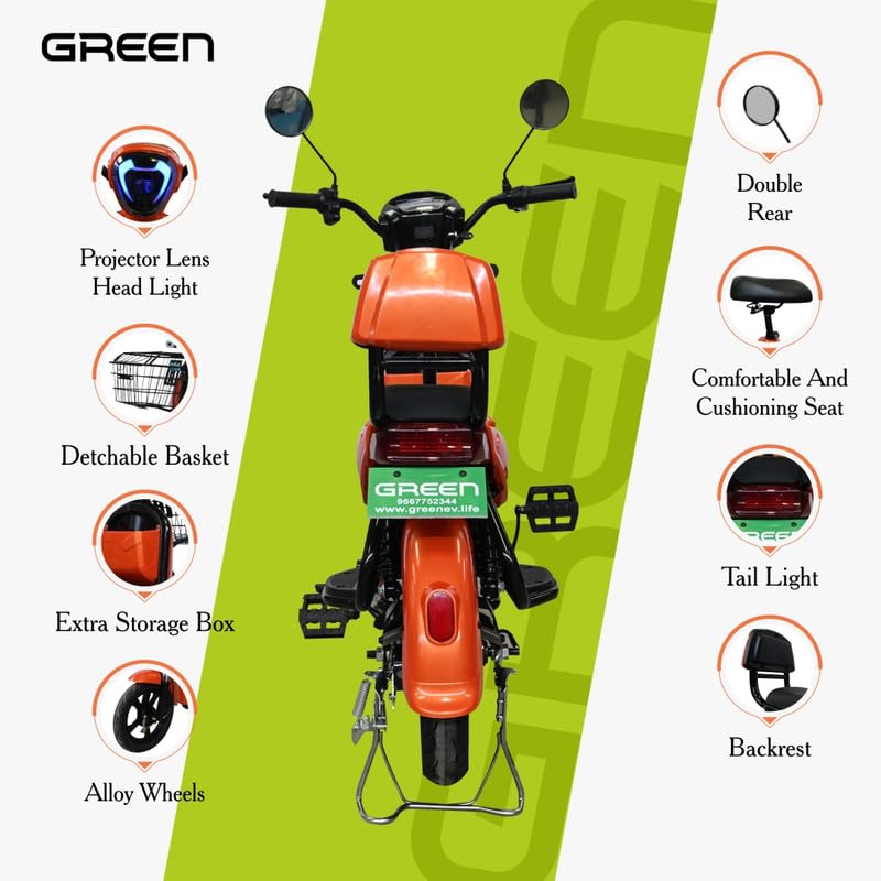 Image of Green Udaan Low Speed Electric Scooter Non RTO with Portable Charger (Orange, Udaan 30 KM)