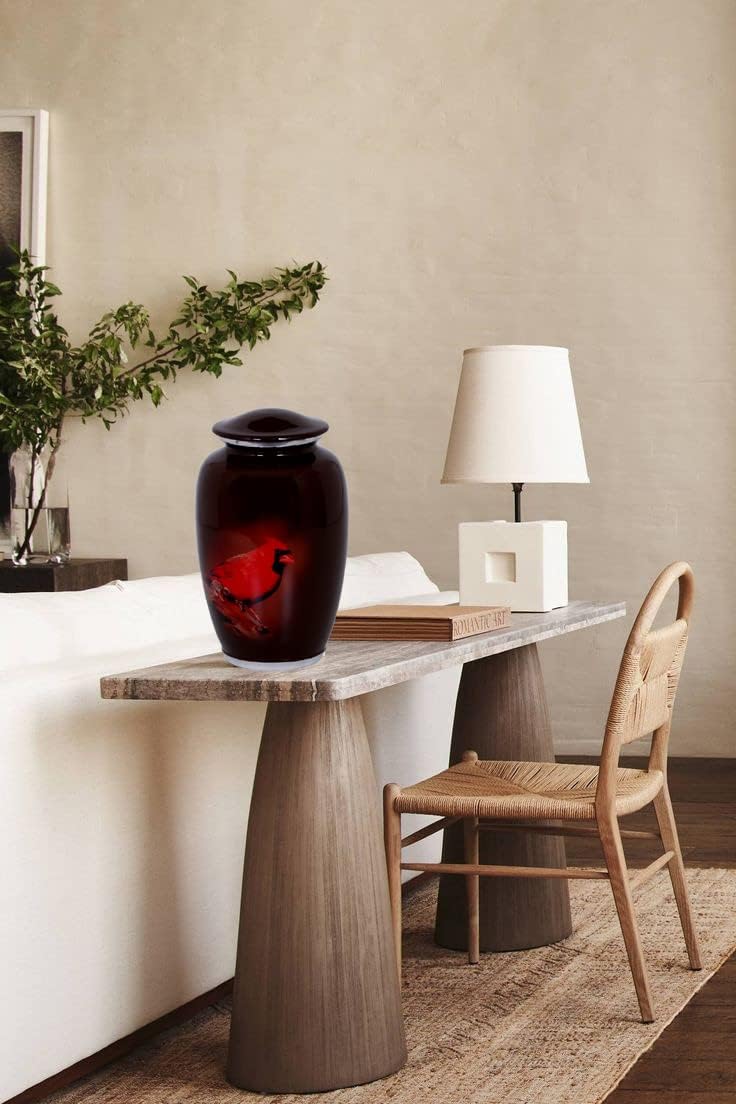 Red Cardinal Urn for Ashes Adult Male | Urn for Human Ashes Adult Female | Red urn Human Ashes Adult Male | Cremation urn (5, 1 Large + 4 Small)