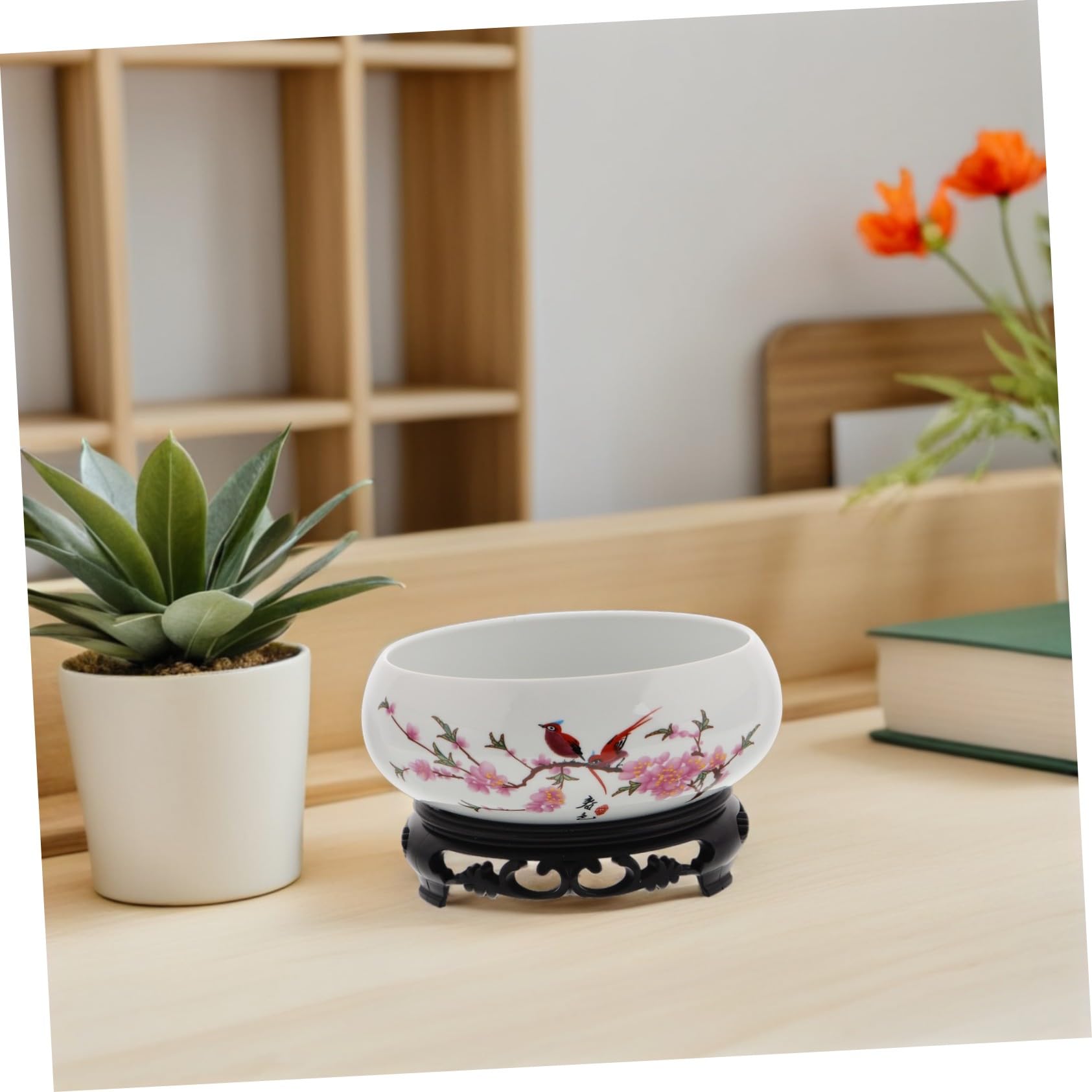 Ceramiczna Rośliny Hydroponiczne z Plastikową Podstawą Donica Wodne bez Otworów Niebiesko Biała Porcelana Duży Pojemnik Bonsai Do Dekoracji Wnętrz i Ogrodu