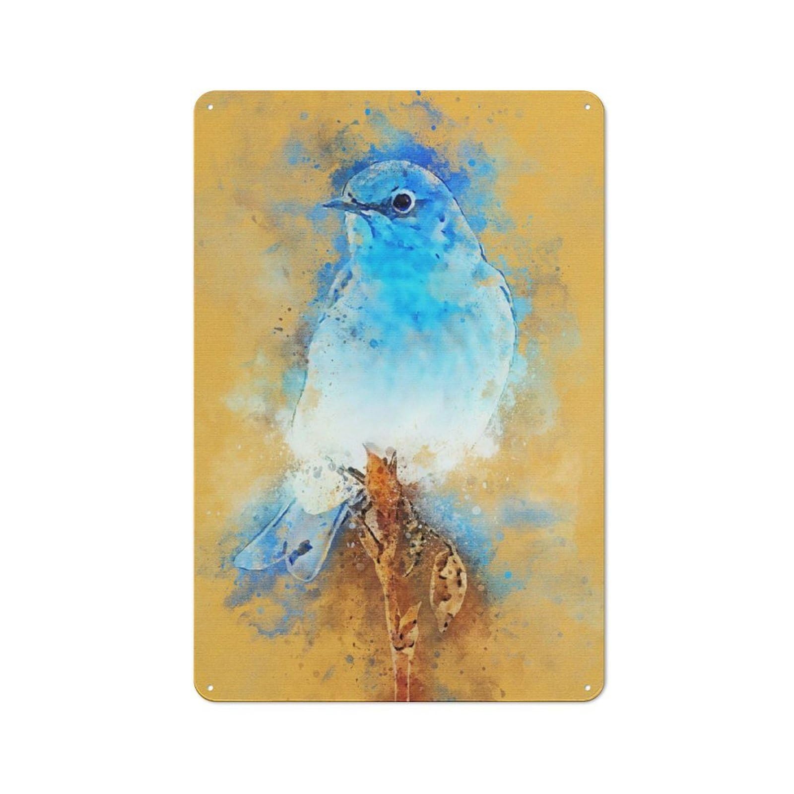 Junmoney Style-21 Bistro Style Birds Watercolor Tin Wall Sign 30X20cm, Shop Wall Decor For Takeaway, Bar, Kitchen Or Counter Area
