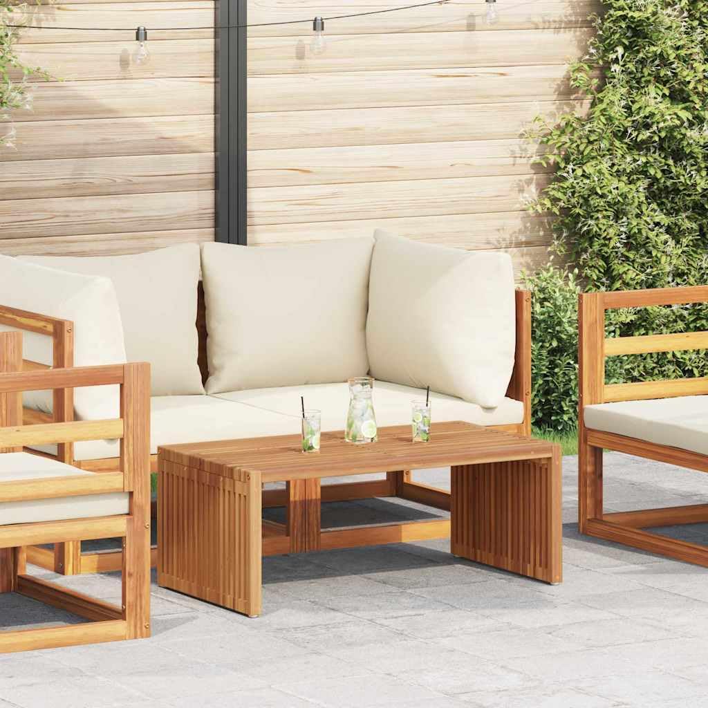 SXZenSpace Garden Side Table 90 x 50 36 cm Solid Teak Wood Brown Modern Outdoor Coffee Patio Bistro Style Robust & Weather-Resistant for Terrace Balcony Camping Use